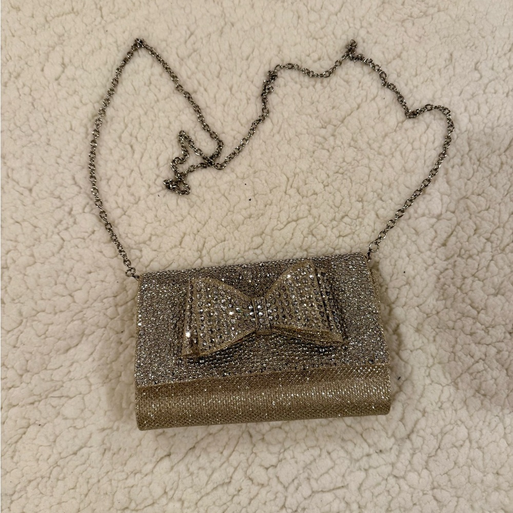 INC International Concepts Gold Glitter Bow Clutch